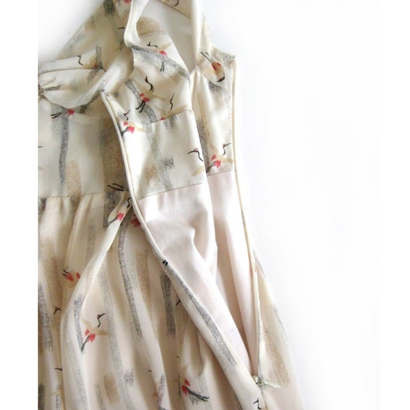 silence + noise Dress Asian Birds Cranes Open Back - Picture 6 of 8